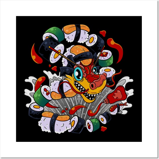 Raw Power: Sushi Dragon Wall Art by Holymayo Tee